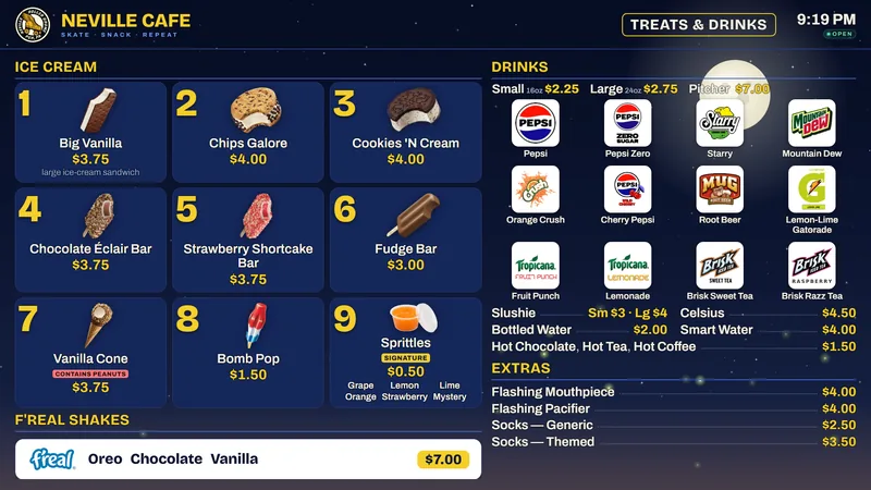 Menu board on a night sky background